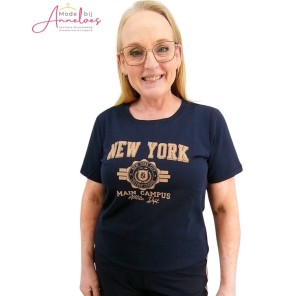 Lady Day T-shirt Maisy opdruk Marine blue Camel